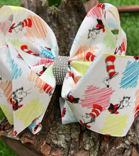 Load image into Gallery viewer, COLOR PENCIL/HAT PRINTED HAIR BOWS.  BW-DSG-811 4PCS/$10
