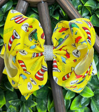 Load image into Gallery viewer, HAT PRINTED YELLOW HAIR BOWS.BW-DSG-755 4PCS/$10