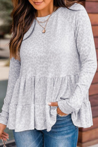 L/S Leopard Babydoll Top