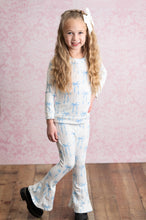 Load image into Gallery viewer, Girls Coquette Blue Bow Cable Knit Flare bottom Set