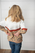 Load image into Gallery viewer, Kids Leopard &amp; Rust V Color Block Fall Crew Neck Sweater