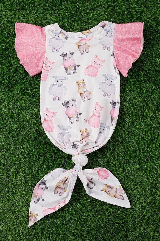 Baby Animal Gown w/Pink Ruffle