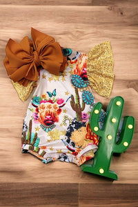 Western Gold Glitter Flutter Onesie