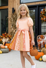 Load image into Gallery viewer, Autumn multi printed dress with bubble sleeves. DRG62623 JEAN