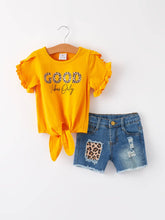 Load image into Gallery viewer, Girls Leopard Top+ Short Set