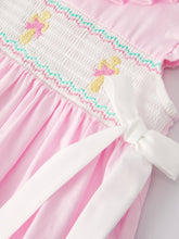 Load image into Gallery viewer, Smocking Easter Embroidered Ruffles Girls Pink Dress