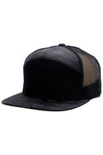 Load image into Gallery viewer, Solid Front Nylon Camo 7 Panel Flat Trucker Hat