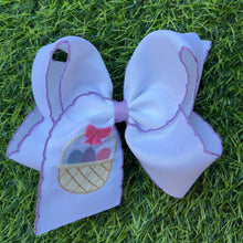 Load image into Gallery viewer, 5" Easter embroidered hair bows with moon stitch trim. 3PCS/$12.00