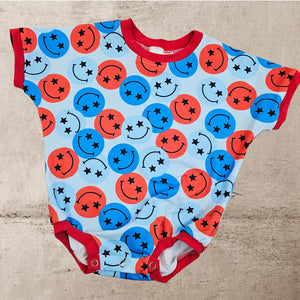 Red/Blue Smiley Onesie