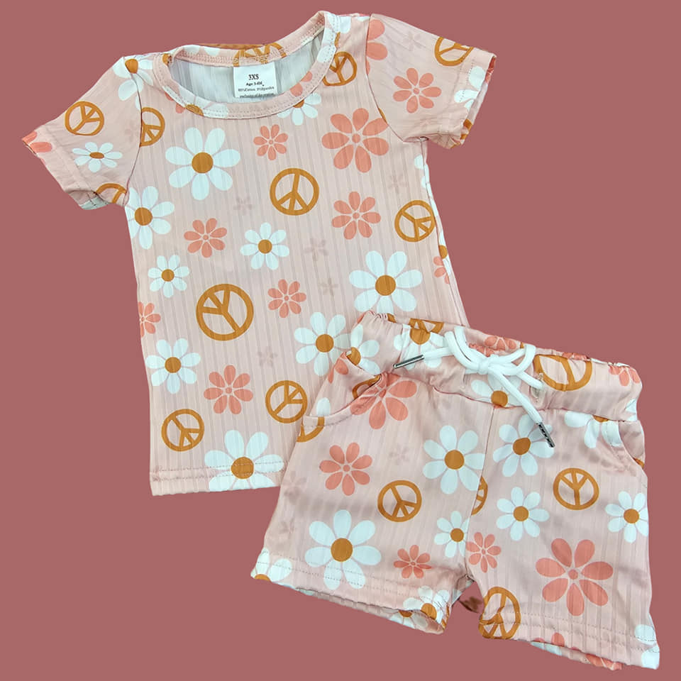 Pink Peace Flower 2PC