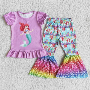 Mermaid Purple Rainbow Glitter Bell Set