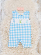 Load image into Gallery viewer, Bunny Lineup Gingham Smocked Johnny