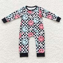 LS Flower/Checkered Smiley Zipper Sleeper