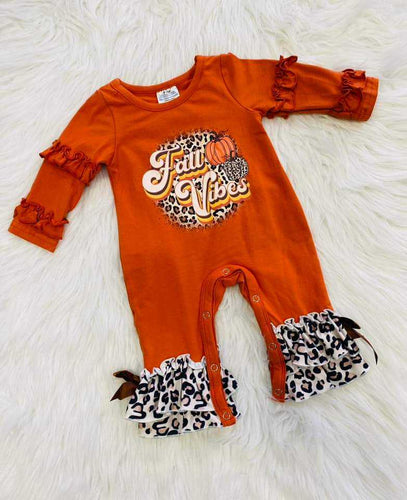 Orange Leop/Pumpkin Romper