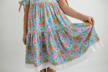 Load image into Gallery viewer, Kids Vintage Floral &amp; Lace Tiered Square Neck Spring Dress
