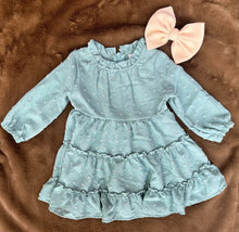 Load image into Gallery viewer, Green Dot Ruffle Tiered Dress