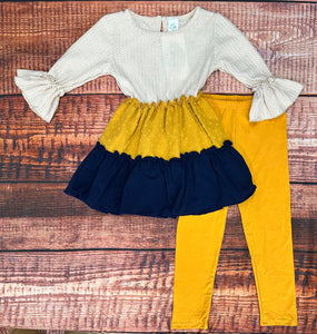 Cream/Mustard/Navy 2pc