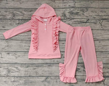 Load image into Gallery viewer, Solid Ruffle Hooded Sets
