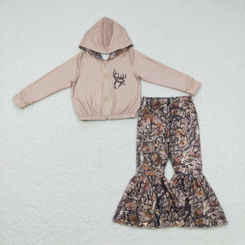 Taupe Zip Up Deer Hoodie