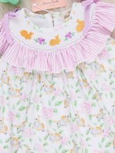 Load image into Gallery viewer, Floral Bunny Rabbits Smocked Ruffle Outfit