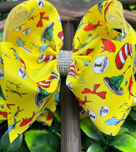 Load image into Gallery viewer, HAT PRINTED YELLOW HAIR BOWS.BW-DSG-755 4PCS/$10