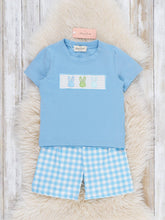 Load image into Gallery viewer, Bunny Lineup Gingham Smocked Outfit
