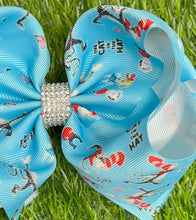Load image into Gallery viewer, CHARACTER PRINTED ON TURQUOISE HAIR BOW. BW-DSG-793 4PCS/$10