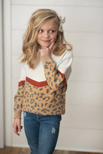 Load image into Gallery viewer, Kids Leopard &amp; Rust V Color Block Fall Crew Neck Sweater