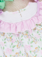 Load image into Gallery viewer, Floral Bunny Rabbits Smocked Ruffle Outfit