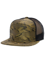 Load image into Gallery viewer, Camouflage Polyester Fabric 7 Panel Flat Bill Trucker Hat