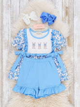 Load image into Gallery viewer, Breezy Bunnies Embroidered Ruffle Outfit