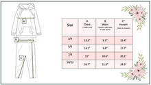 Load image into Gallery viewer, Kids Gray Ruffle Hoodie and Rainbow Stripe Leggings Fall Set