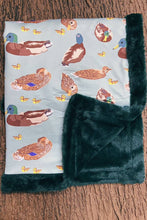 Load image into Gallery viewer, 32 inch x 32 inch Mallard duck baby blanket with cozy faux fur.