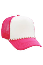 Load image into Gallery viewer, Faux Pearl Chain Foam Mesh Trucker Hat