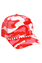 Load image into Gallery viewer, Faux Pearl Chain Foam Mesh Trucker Hat