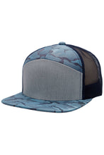 Load image into Gallery viewer, Solid Front Nylon Camo 7 Panel Flat Trucker Hat