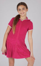 Load image into Gallery viewer, Girls Towel Terry Zip Up Cover-up with Pompom