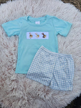 Load image into Gallery viewer, Mint Gingham Emb. Bunny Set