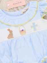 Load image into Gallery viewer, Blessed Bunny Smocked Cotton Ruffle Bubble Romper