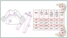 Load image into Gallery viewer, Girls Sage Green 3 Ruffles Shirt &amp; Floral Leggings Fall Set