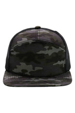 Load image into Gallery viewer, Camouflage Cotton Poly Blend 7 Panel Flat Bill Trucker Hat