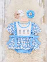 Load image into Gallery viewer, Breezy Bunnies Embroidered Bubble Romper