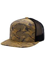 Load image into Gallery viewer, Camouflage Polyester Fabric 7 Panel Flat Bill Trucker Hat