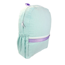 Load image into Gallery viewer, Mermaid Seersucker Medium Backpack w/ Pocket | Mint