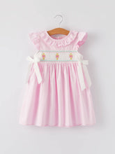 Load image into Gallery viewer, Smocking Easter Embroidered Ruffles Girls Pink Dress