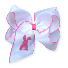 Load image into Gallery viewer, 5" Easter embroidered hair bows with moon stitch trim. 3PCS/$12.00