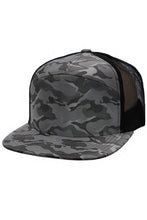 Load image into Gallery viewer, Camouflage Polyester Fabric 7 Panel Flat Bill Trucker Hat
