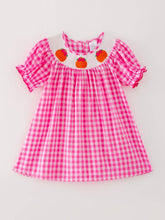Load image into Gallery viewer, Halloween Pink Woven Smocking Embroidered Plaid Dress