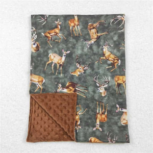 Green/brown Deer minky blanket