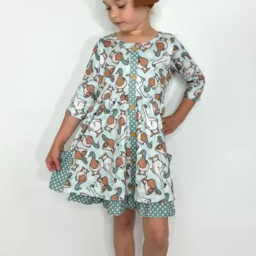 Sage polka dot duck dress